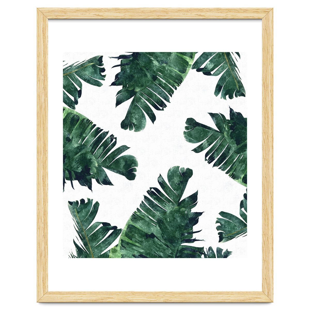 Banana Leaf Watercolor Painting, Tropical Nature Botanical Palm Illustration Bohemian Minimal Luxe