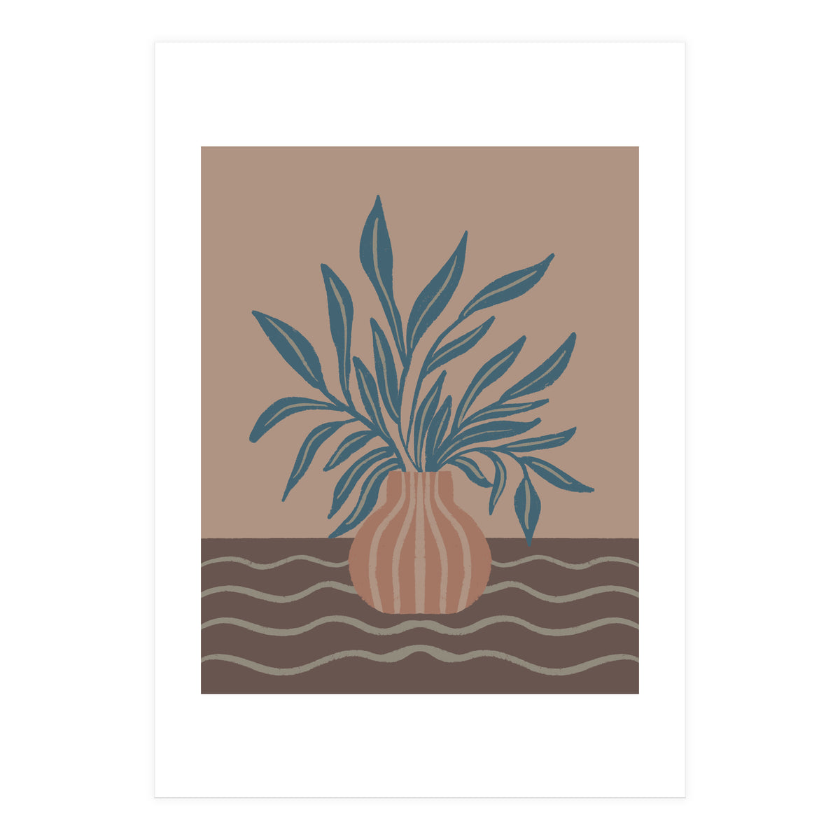Modern Vase with Tropical Leaves (Print Only)