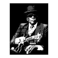 John Lee Hooker American Blues Guitarist in Grayscale (Print Only)