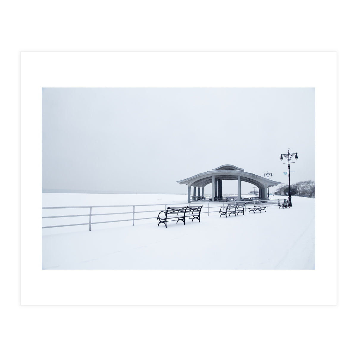 Benches in the Winter seascape  (Print Only)