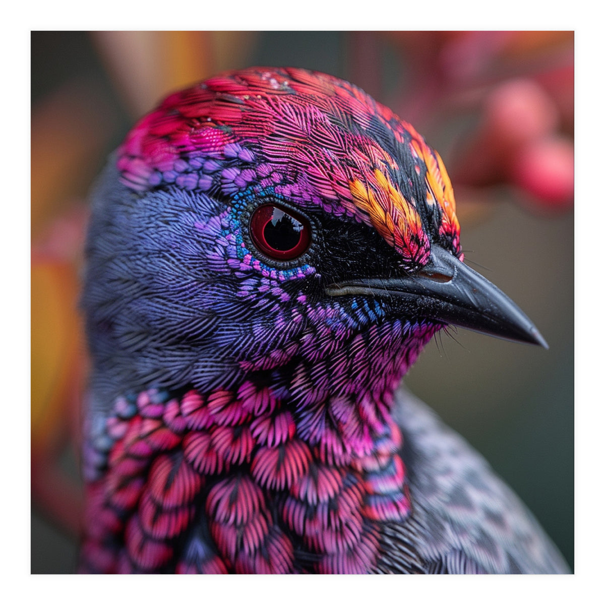 Vibrant Exotic Bird Detailed Feather Close Up (Print Only)