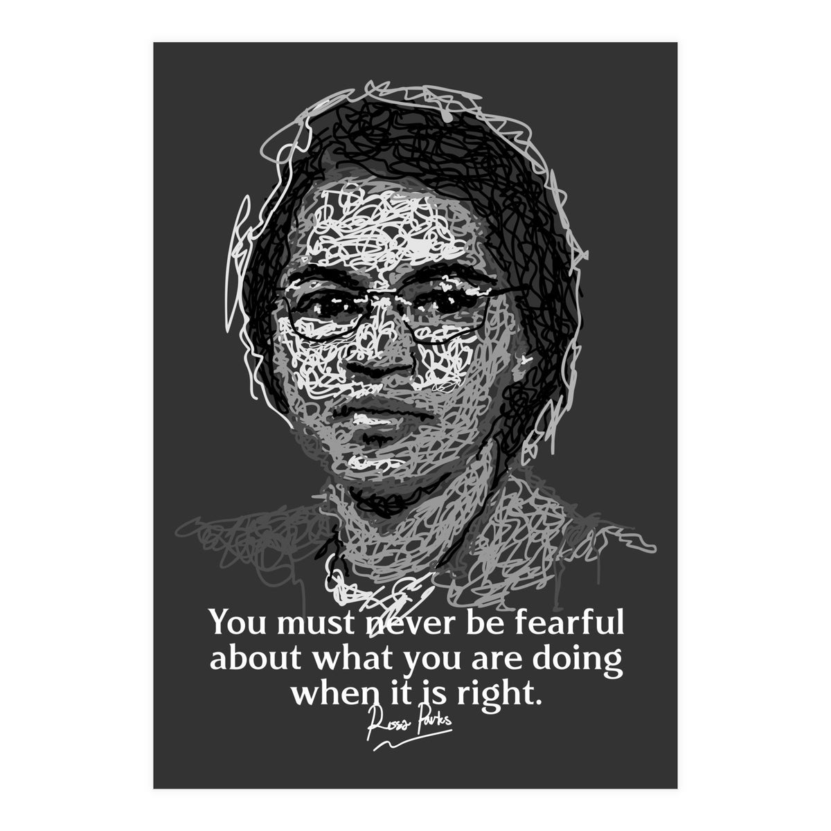 Rosa Parks  American Activist Legend in Scribble Art (Print Only)