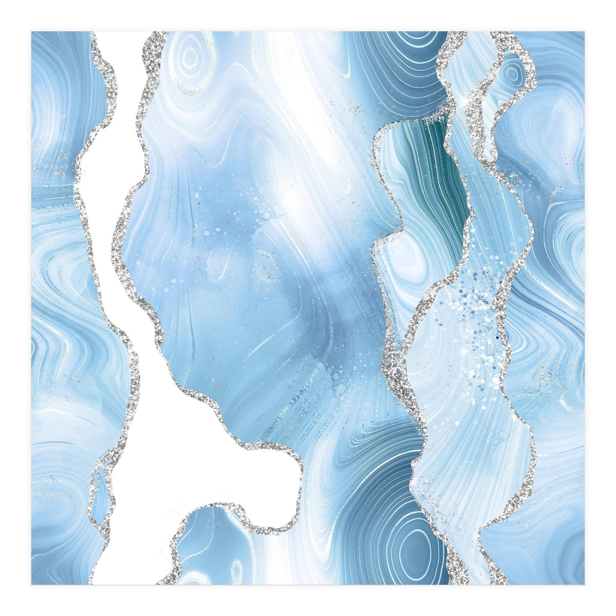 Blue & Silver Agate Glitter Texture 05  (Print Only)