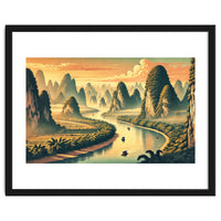 Vintage China, Guilin Karst Mountains Poster