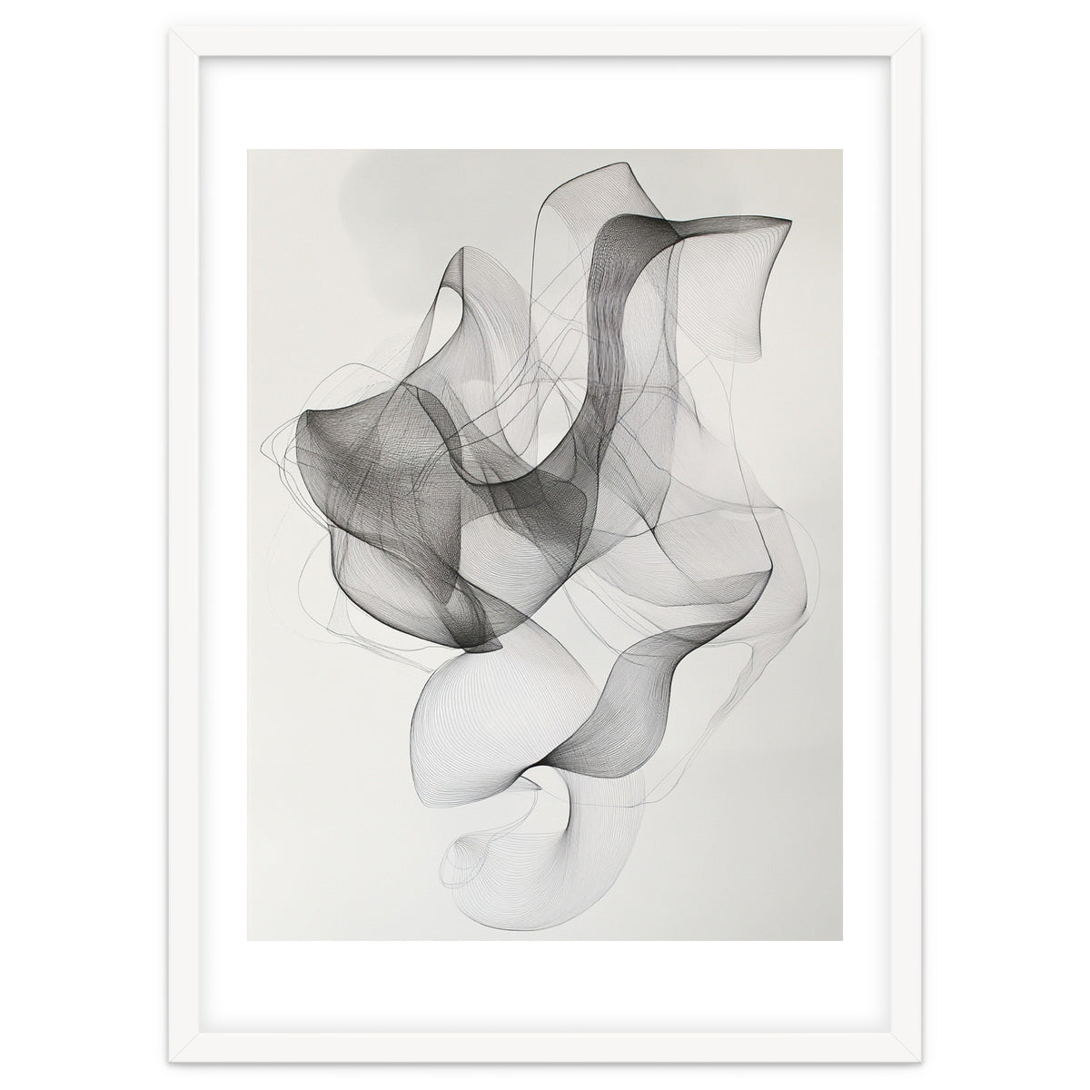 Abstract Black And White Swirling Lines Art