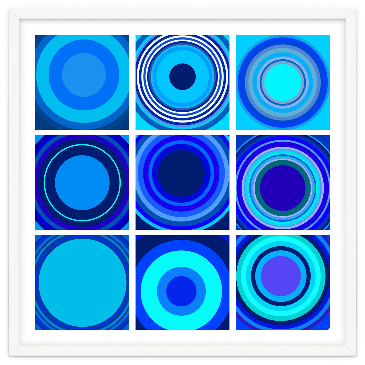 Circles & Rectangles Alt Blue 3 X 3: 3