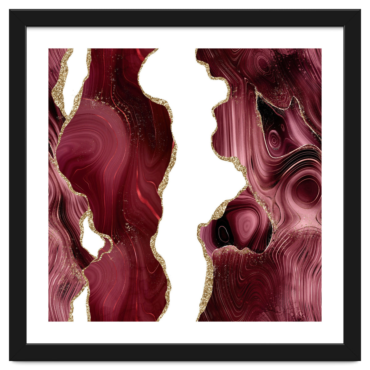 Burgundy & Gold Glitter Agate Texture 05