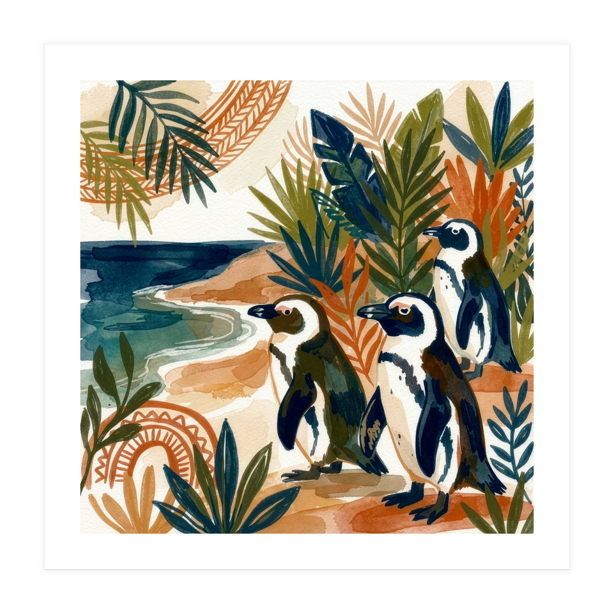 Beachside Penguin Gathering (Print Only)