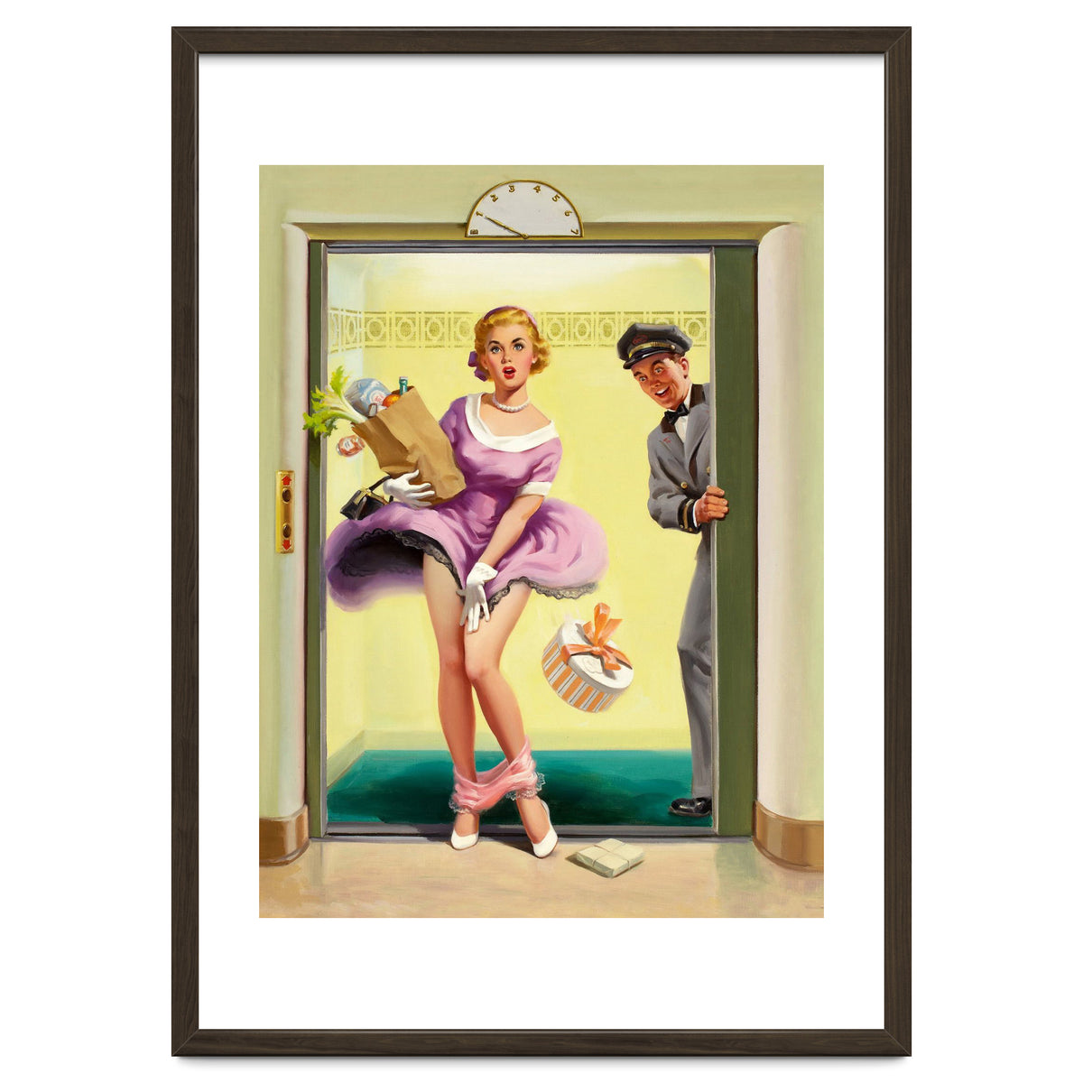 Pinup Sexy Girl Had Accident While Leaving The Elevator