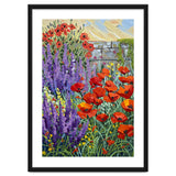 Vibrant Summer Poppy and Lavender Garden Oil Painting thumbnail