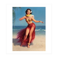 Pinup Girl In Hawaiian Costume (Print Only)