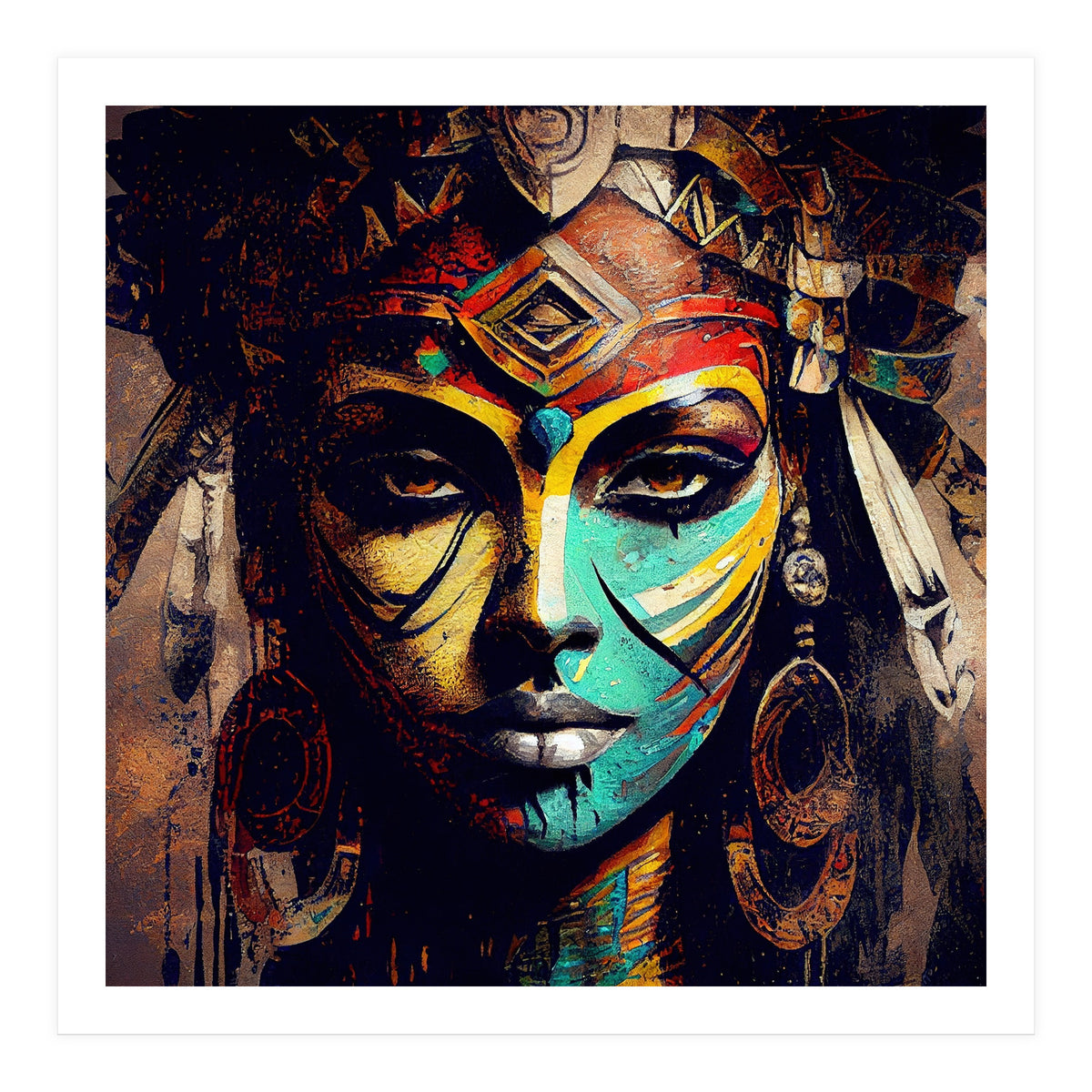 Midnight Warrior Woman Portrait (Print Only)