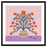 Tulips in a vase - orange and violet thumbnail