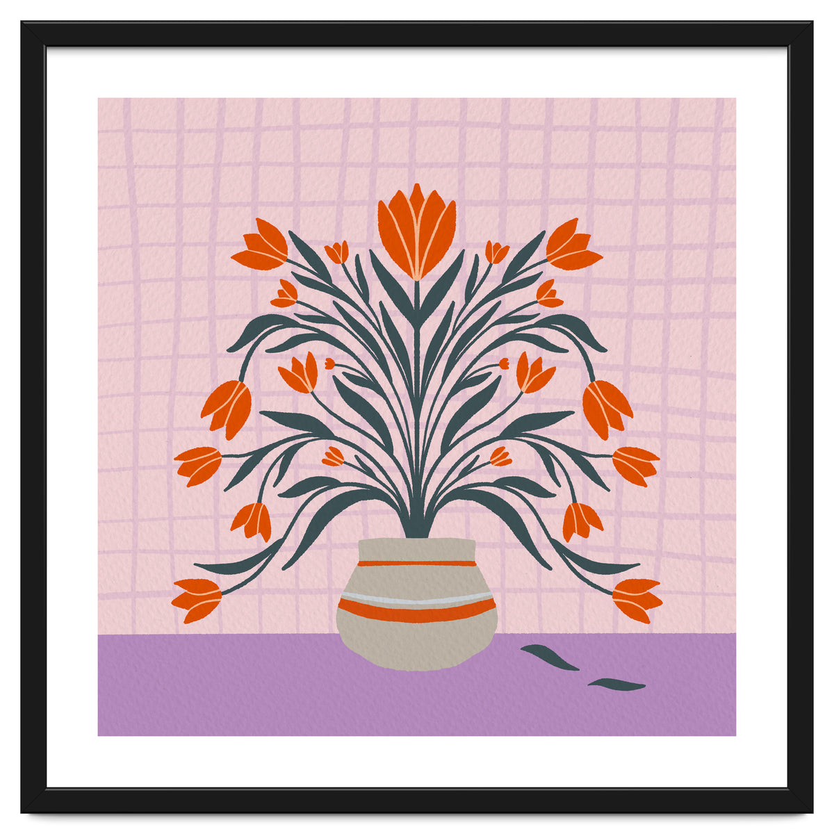 Tulips in a vase - orange and violet