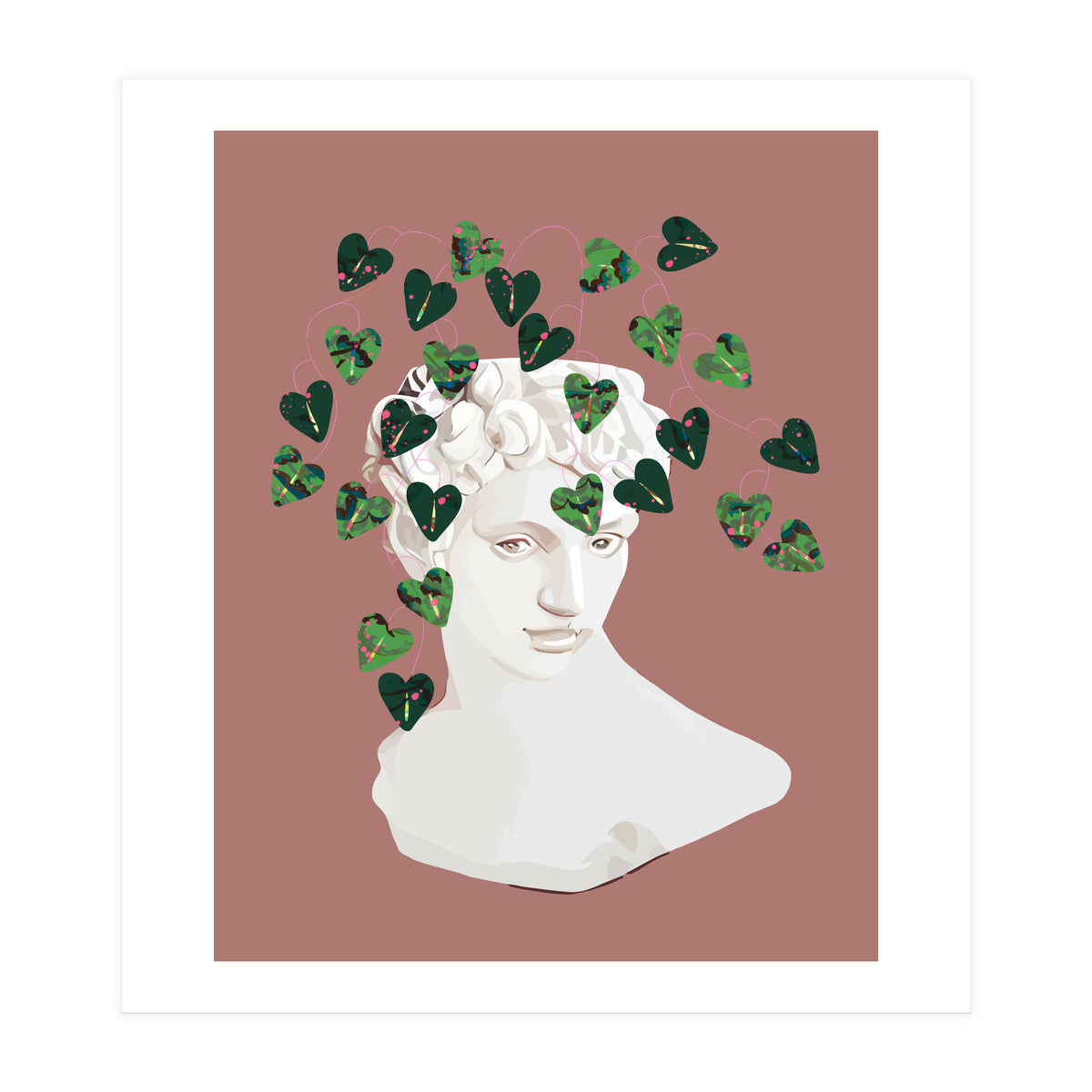 Roman Planter, Plant Pot, Botanical Nature Victorian Statue Face, Eclectic Bohemian Plant Lady Illustration (Print Only)