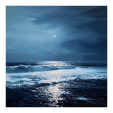 Midnight Seascape with Moonlight Reflecting (Print Only) thumbnail