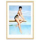 Smiling Sexy Pinup Girl Posing On A Board thumbnail