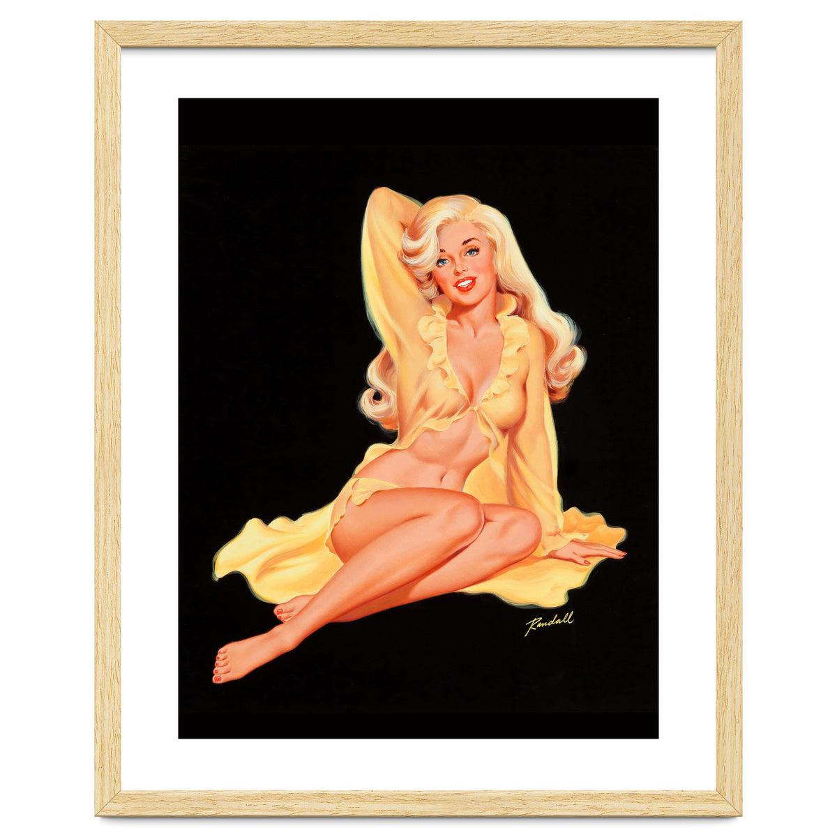 Pinup Girl Posing In Yellow Dress