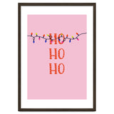 HO HO HO Christmas Lights Art, Pink Holiday Illustration, Modern Festive Quote thumbnail