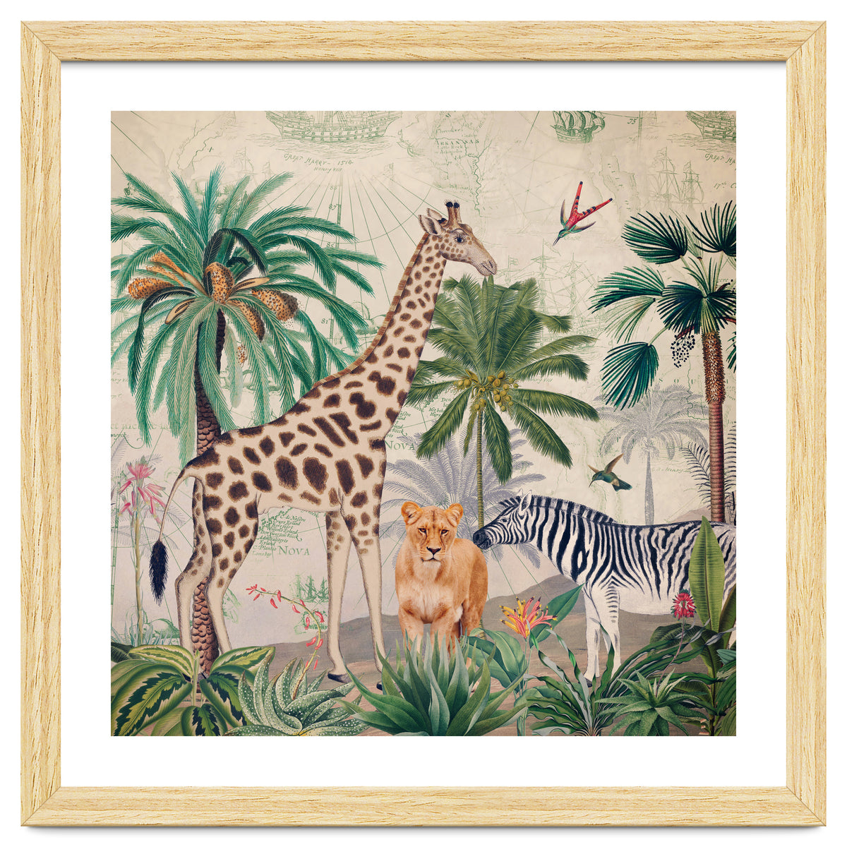 Vintage Fantasy African Animals Safari
