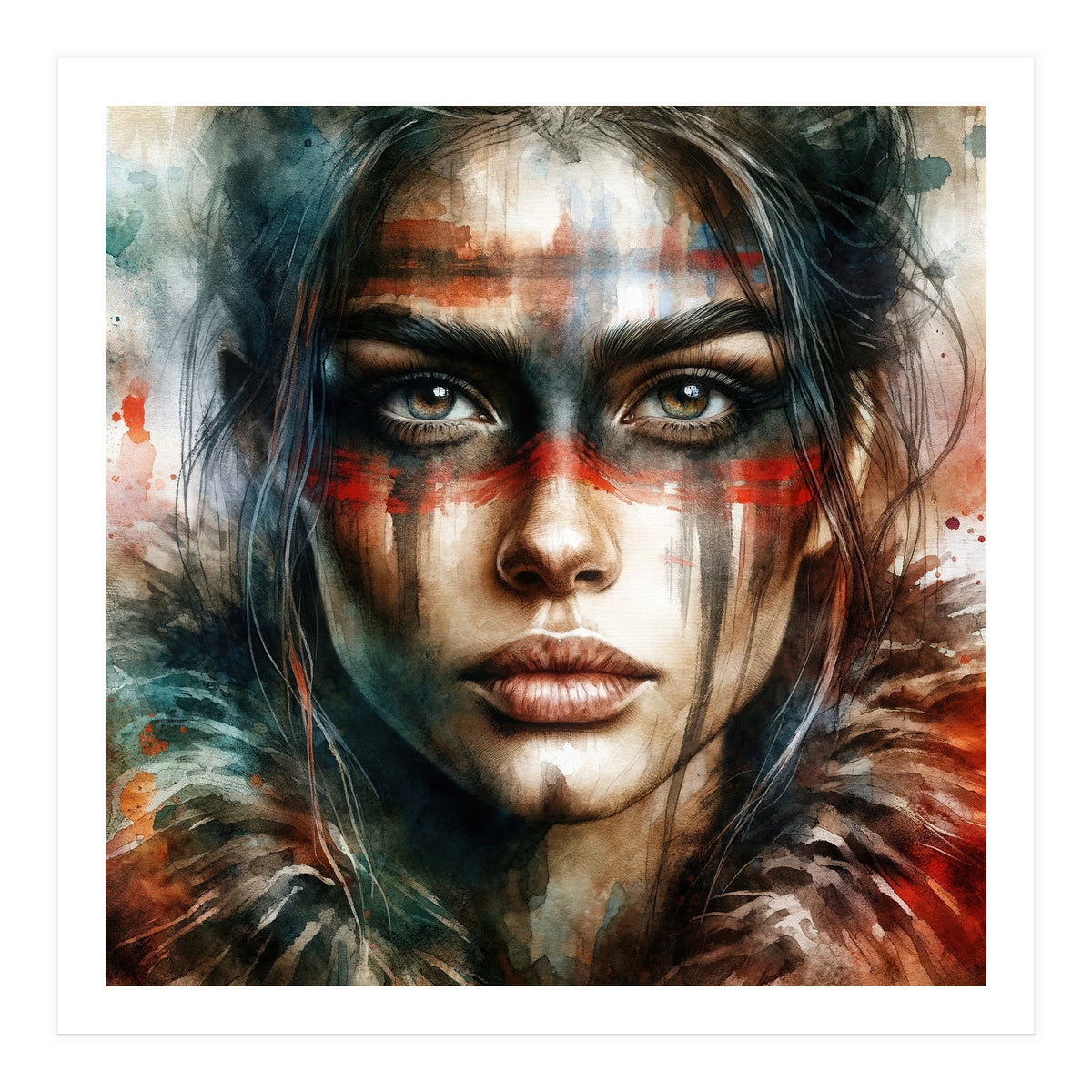 Watercolor Warrior Woman #2 (Print Only)