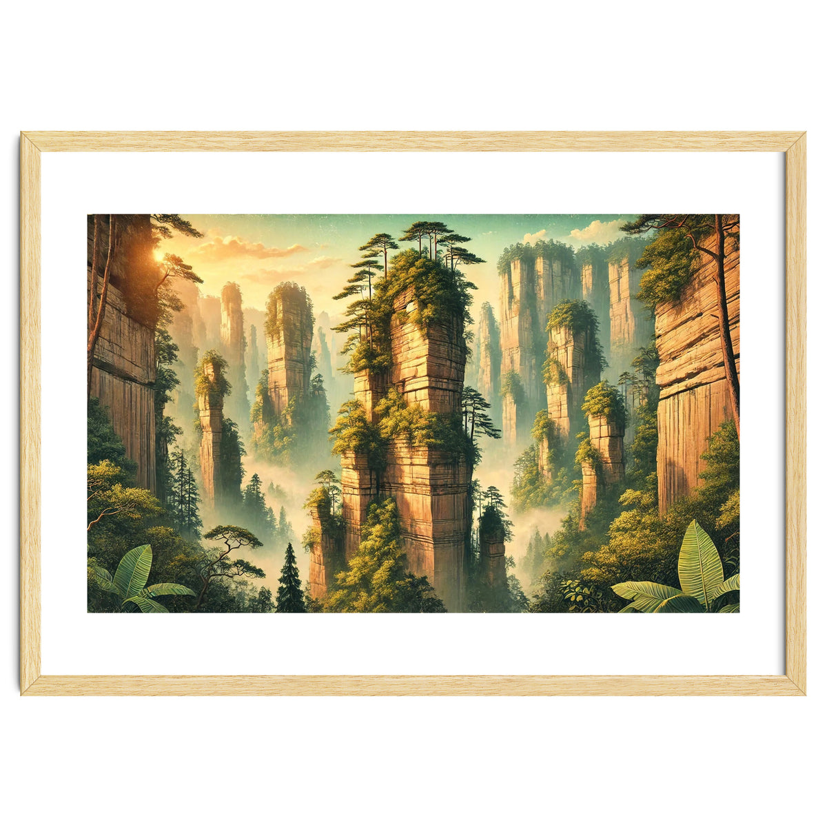 Vintage China, Zhangjiajie Stone Pillars Poster