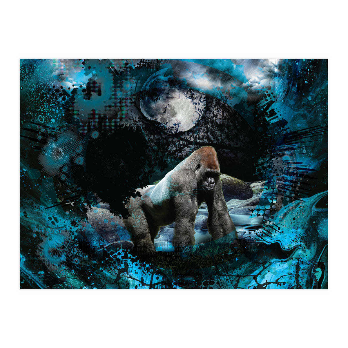 Gorilla Blue Moon Forest Scenic (Print Only)