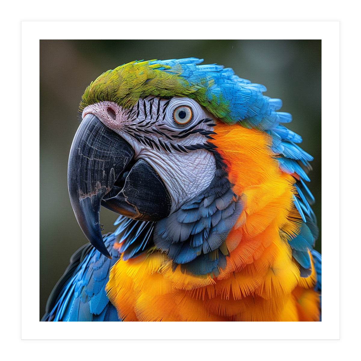 Close Up Portrait Of A Blue And Gold Macaw Parrot (Print Only)
