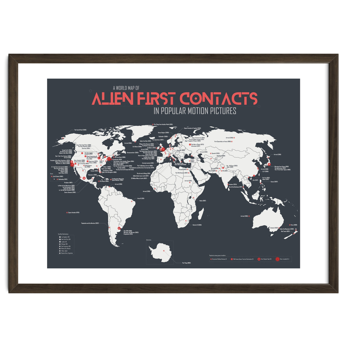 World Map of Alien First Contacts in Movies
