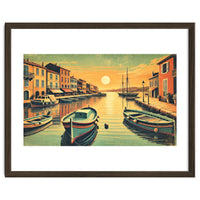 Vintage Harbor Sunset Poster