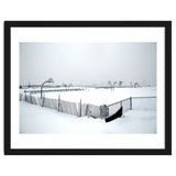 Snow-covered deserted basketball court in winter thumbnail