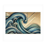 Art Deco Blue Ocean Waves (Print Only) thumbnail
