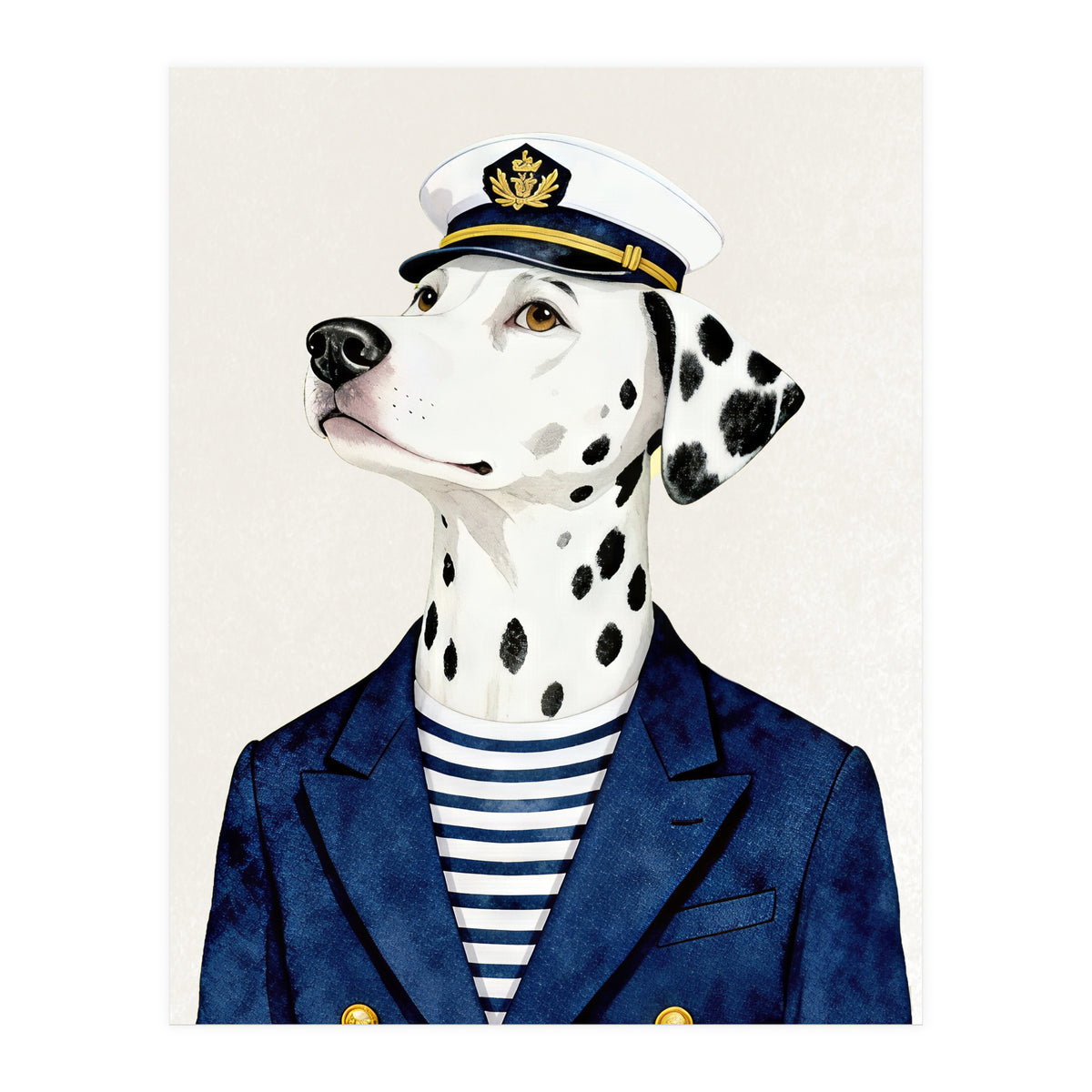 Dalmatian dog As captain (Print Only)