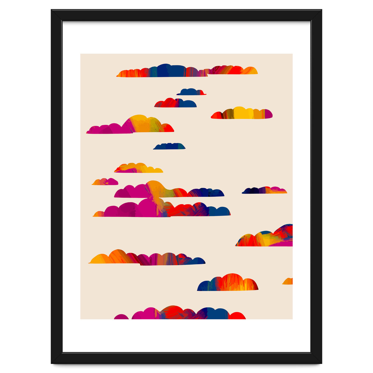 Totem Clouds, Colorful Sky Vibrant Eclectic Bohemian, Abstract Positivity Good Vibes Boho Contemporary Modern Painting