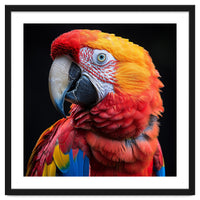 Scarlet Macaw Parrot Close Up Portrait Vivid Colors