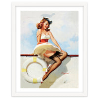 Sailing Pinup Girl With Captain Hat