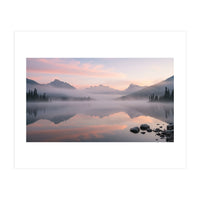Misty Morning Reflection: Serene Alpine Lake (Print Only)
