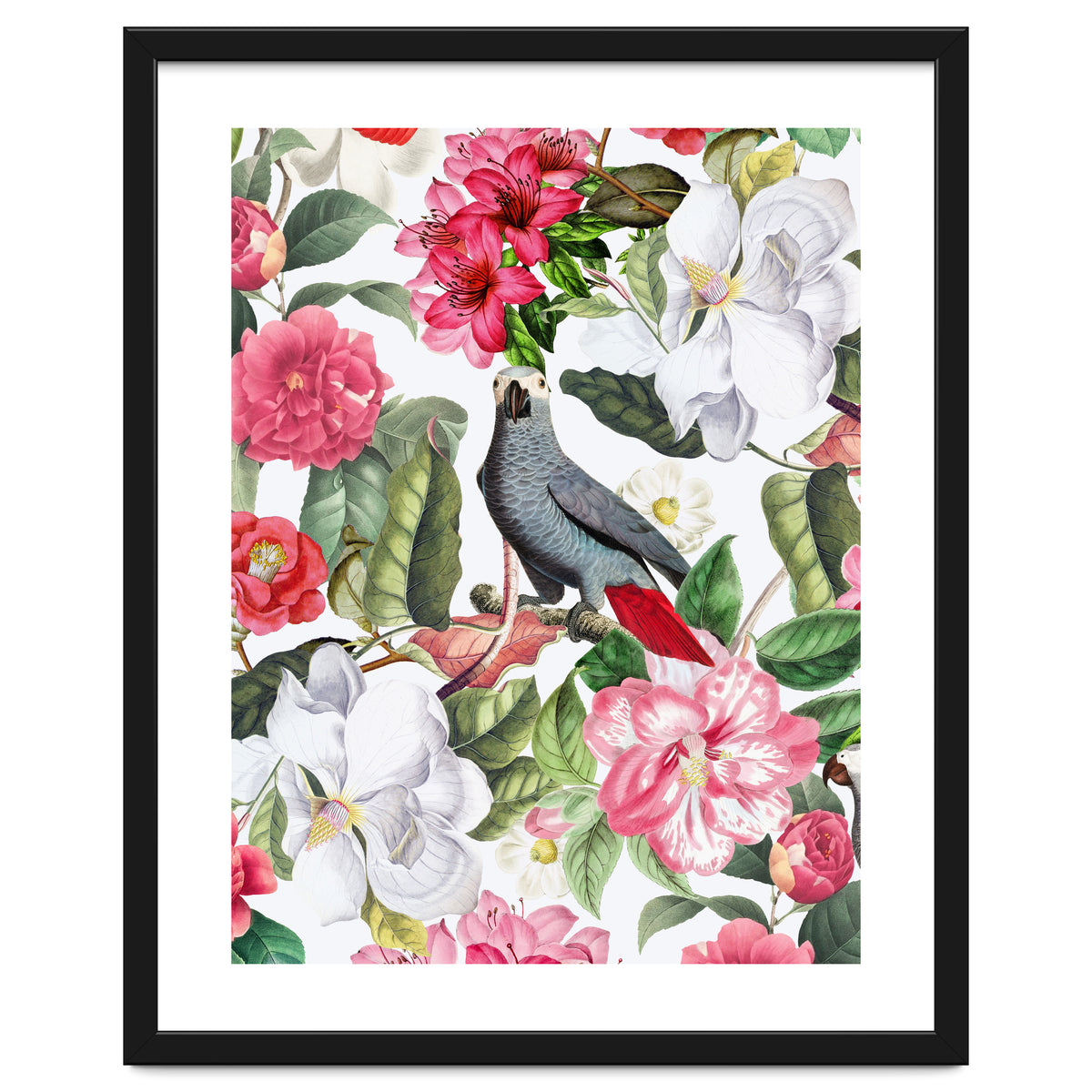 Vintage Cockatoo in Flower Jungle