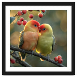 Two Lovebirds Sitting On A Branch thumbnail