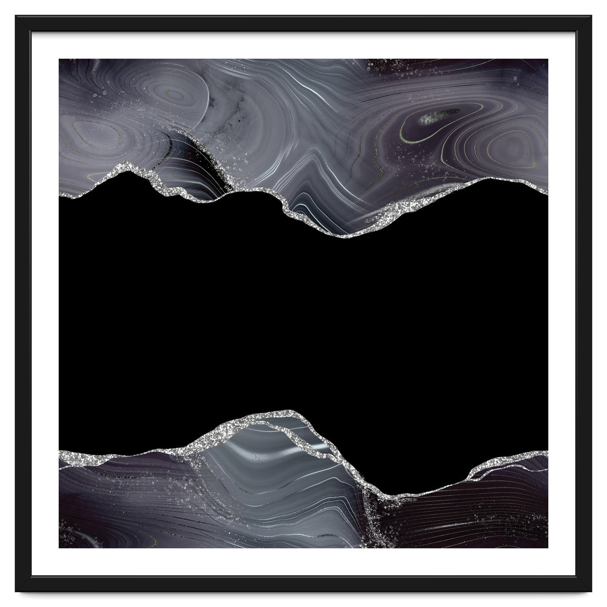 Black & Silver Glitter Agate Texture 04