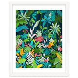 The Midnight Jungle, Botanical Nature Plants Tropical Forest, Watercolor Painting Floral Palm thumbnail