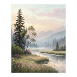 Dreamy Alpine Valley Landscape Painting (Print Only) thumbnail