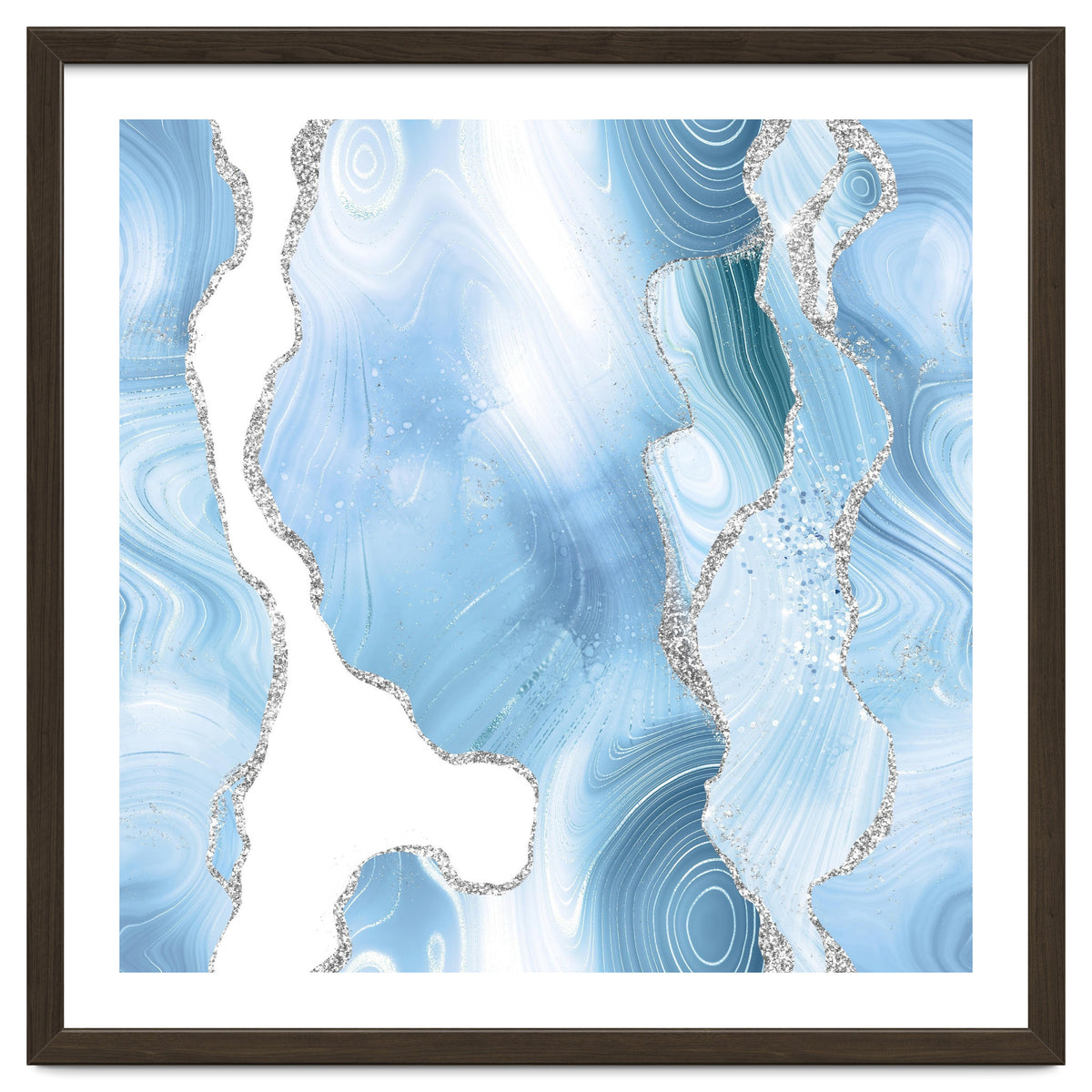 Blue & Silver Agate Glitter Texture 05