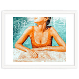 Mi Bebida Por Favor | Modern Bohemian Woman Summer Swim | Swimming Pool Watercolor Fashion Painting thumbnail