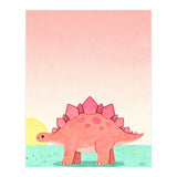 Stegosaurus Watercolor Art, Cute Dinosaur Nursery Print, Coral Dino Illustration (Print Only) thumbnail