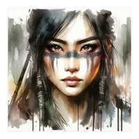 Ethereal Asian Warrior Gaze (Print Only)