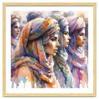 Tuareg Women Procession Watercolor