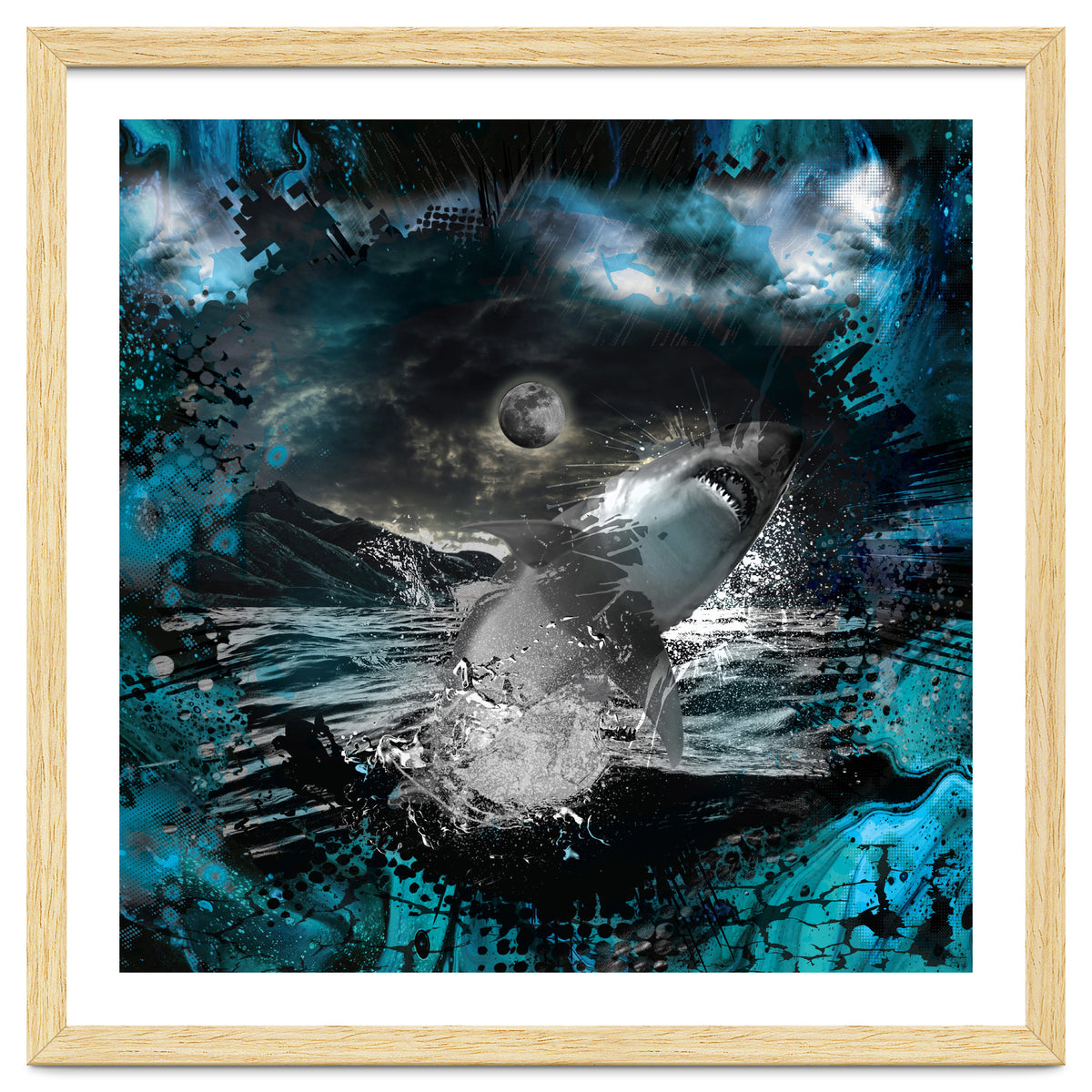 Shark Blue Moon Ocean Splash