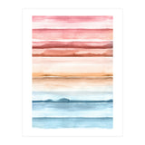 Watercolour Abstract Stripes Red Blue (Print Only) thumbnail