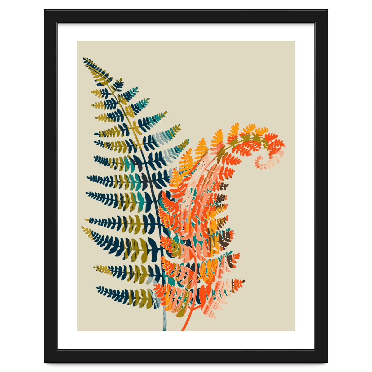 Colorful Fern Leaves